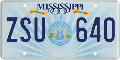 MS license plate ZSU640