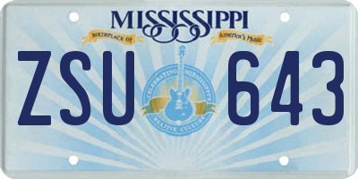 MS license plate ZSU643