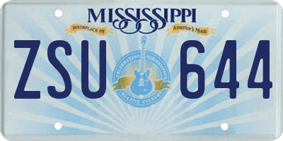 MS license plate ZSU644