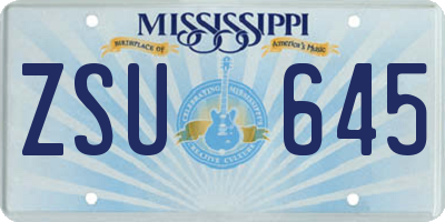 MS license plate ZSU645