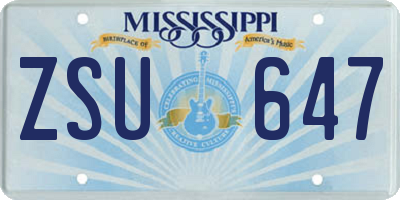 MS license plate ZSU647