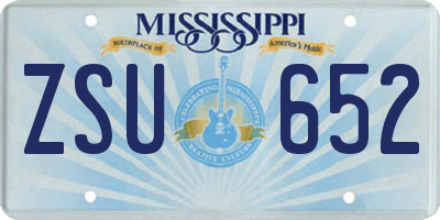 MS license plate ZSU652