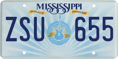 MS license plate ZSU655