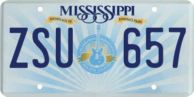 MS license plate ZSU657