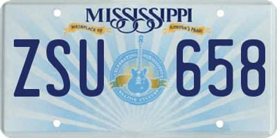 MS license plate ZSU658