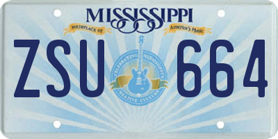 MS license plate ZSU664