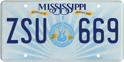 MS license plate ZSU669