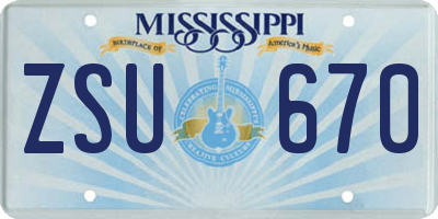MS license plate ZSU670