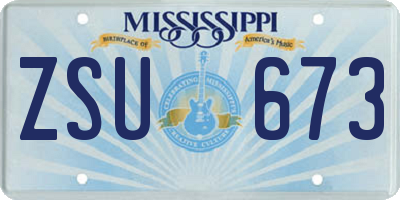MS license plate ZSU673