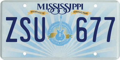 MS license plate ZSU677