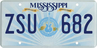 MS license plate ZSU682
