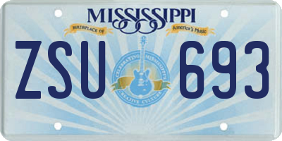 MS license plate ZSU693