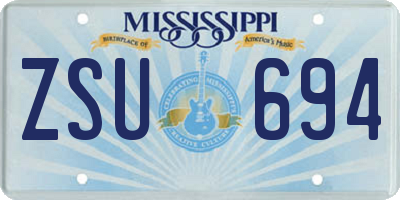 MS license plate ZSU694