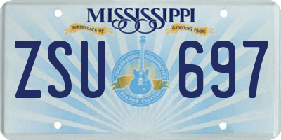 MS license plate ZSU697
