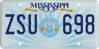 MS license plate ZSU698