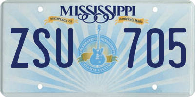 MS license plate ZSU705