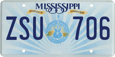 MS license plate ZSU706