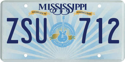 MS license plate ZSU712