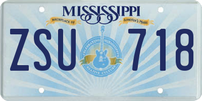 MS license plate ZSU718
