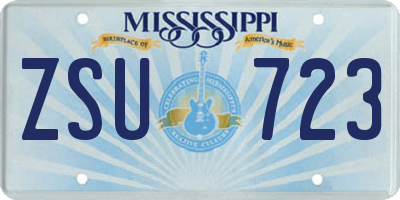 MS license plate ZSU723