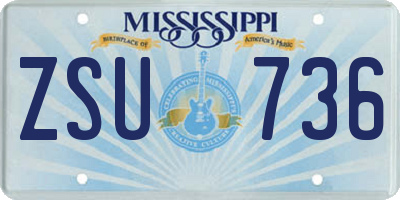 MS license plate ZSU736