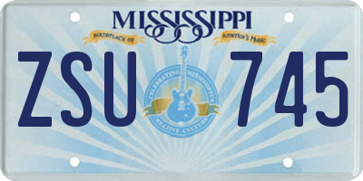 MS license plate ZSU745