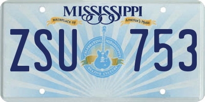 MS license plate ZSU753