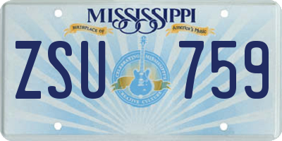 MS license plate ZSU759