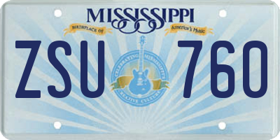 MS license plate ZSU760