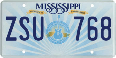 MS license plate ZSU768