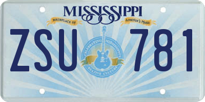 MS license plate ZSU781