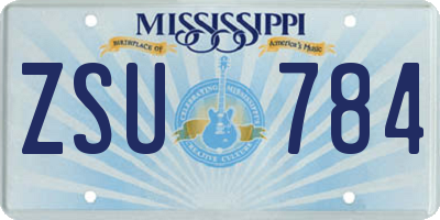 MS license plate ZSU784
