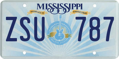 MS license plate ZSU787
