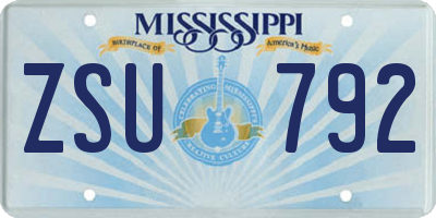MS license plate ZSU792