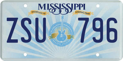 MS license plate ZSU796