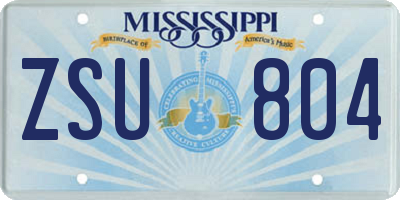 MS license plate ZSU804
