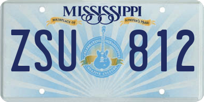 MS license plate ZSU812