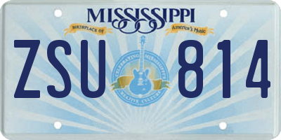 MS license plate ZSU814