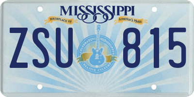 MS license plate ZSU815