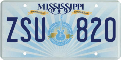 MS license plate ZSU820