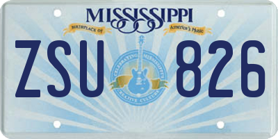 MS license plate ZSU826