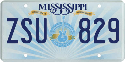MS license plate ZSU829