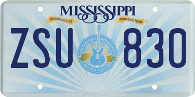 MS license plate ZSU830