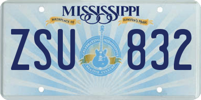 MS license plate ZSU832