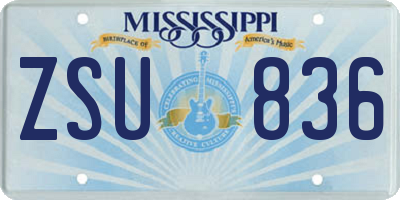 MS license plate ZSU836
