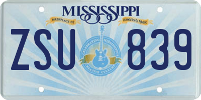 MS license plate ZSU839