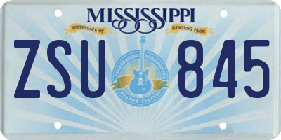 MS license plate ZSU845