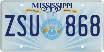 MS license plate ZSU868