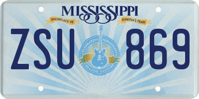 MS license plate ZSU869