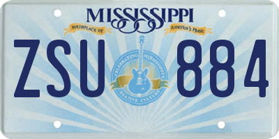 MS license plate ZSU884